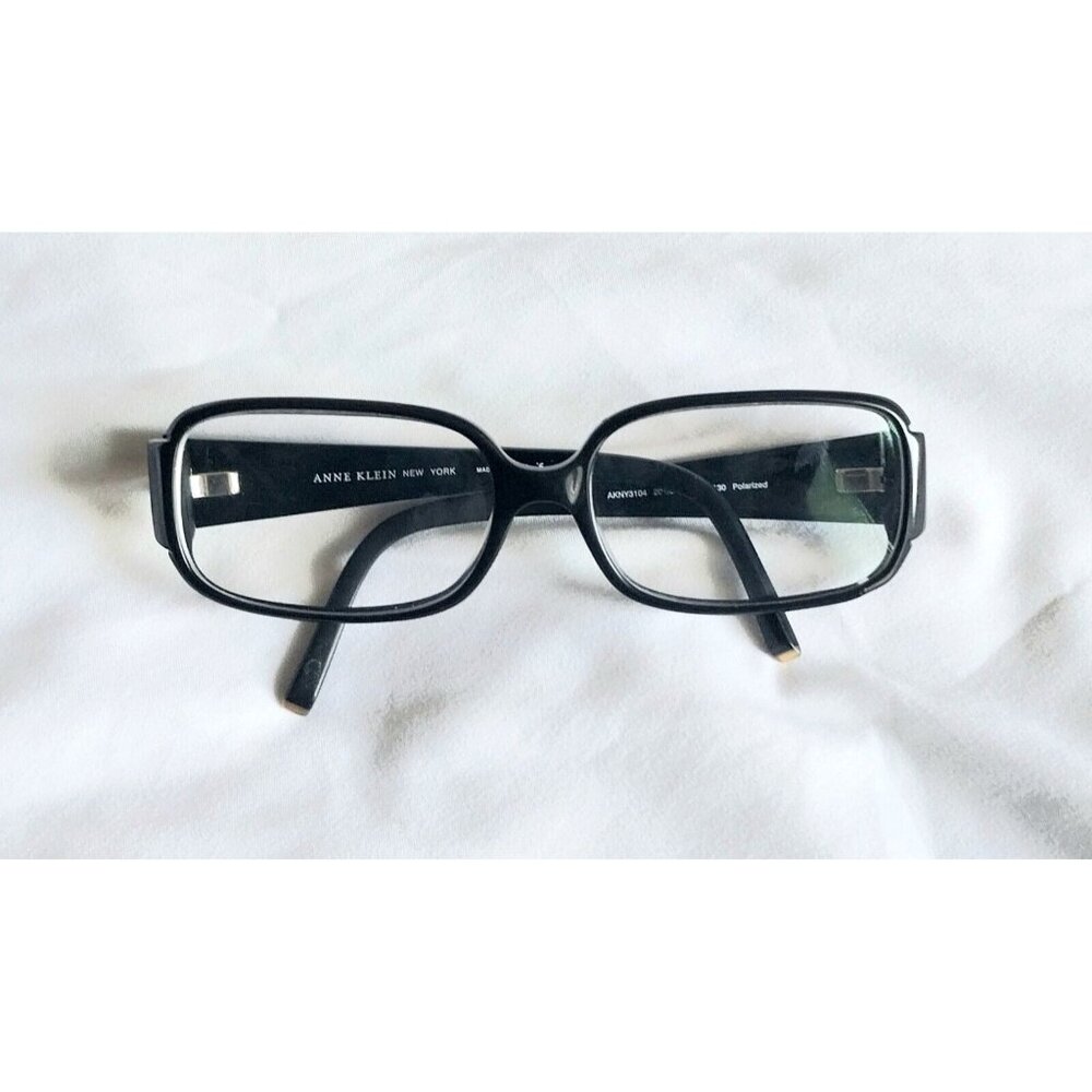 Anne Klein Eyeglass Frames Black Rectangle Rhinestone AKNY3104 57-16 130